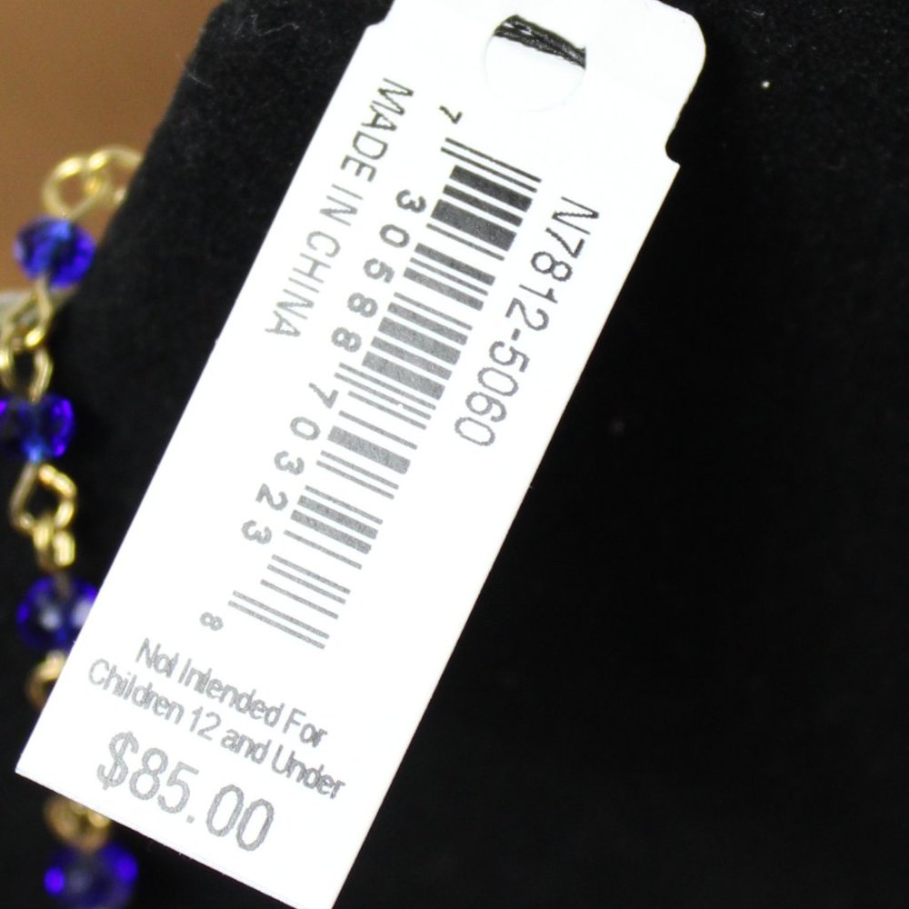 Carolee Royal Blue Simulated Diamond Bead & Crystal Bib Statement Necklace - Picture 6 of 7